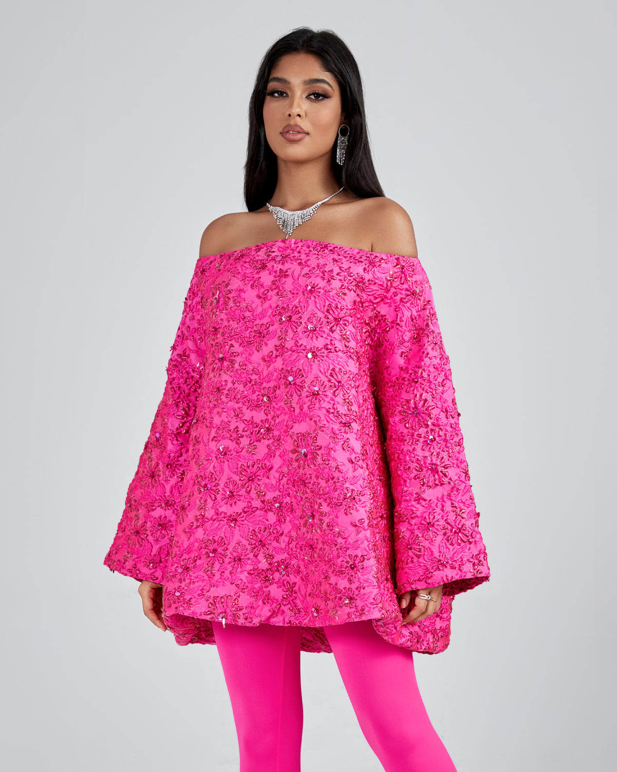 Off Shoulder Jacquard Loose Fitting Dress OLD082408 | Wolddress wolddress Off Shoulder Jacquard Loose Fitting Dress OLD082408 | Wolddress wolddress