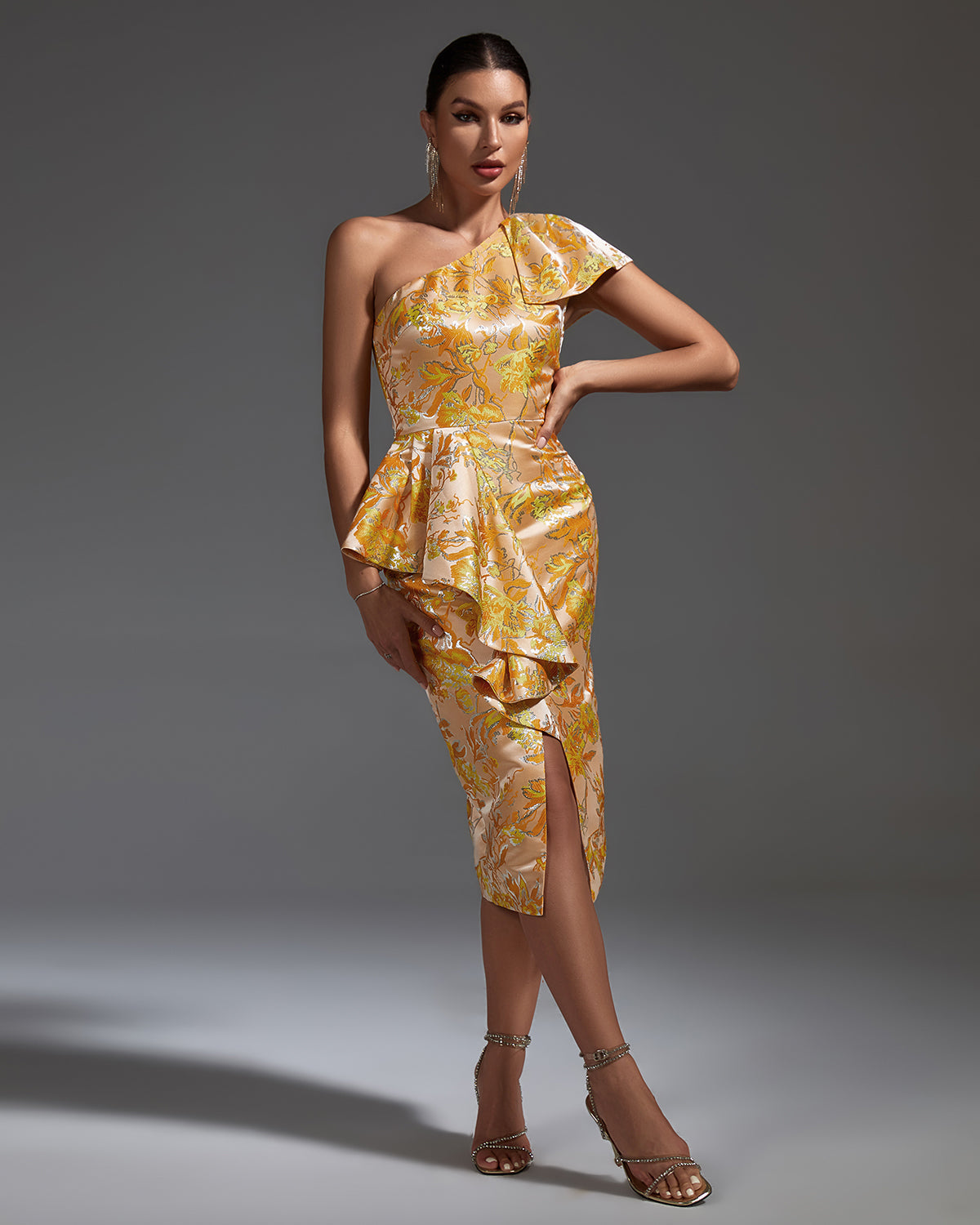 Mother's Day Dinner | Wolddress Slanted Shoulder Slit Midi Bodycon Dress Mother's Day Dinner | Wolddress Slanted Shoulder Slit Midi Bodycon Dress