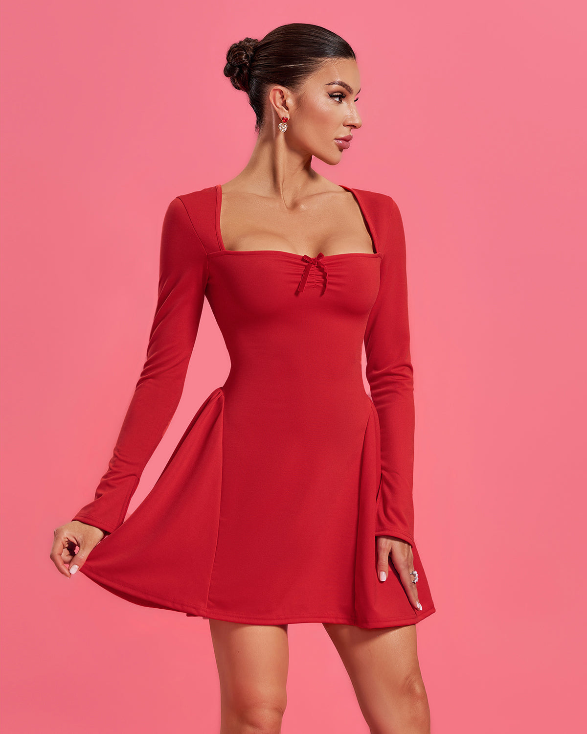 Square Neck Valentine A-line Dress D4716951