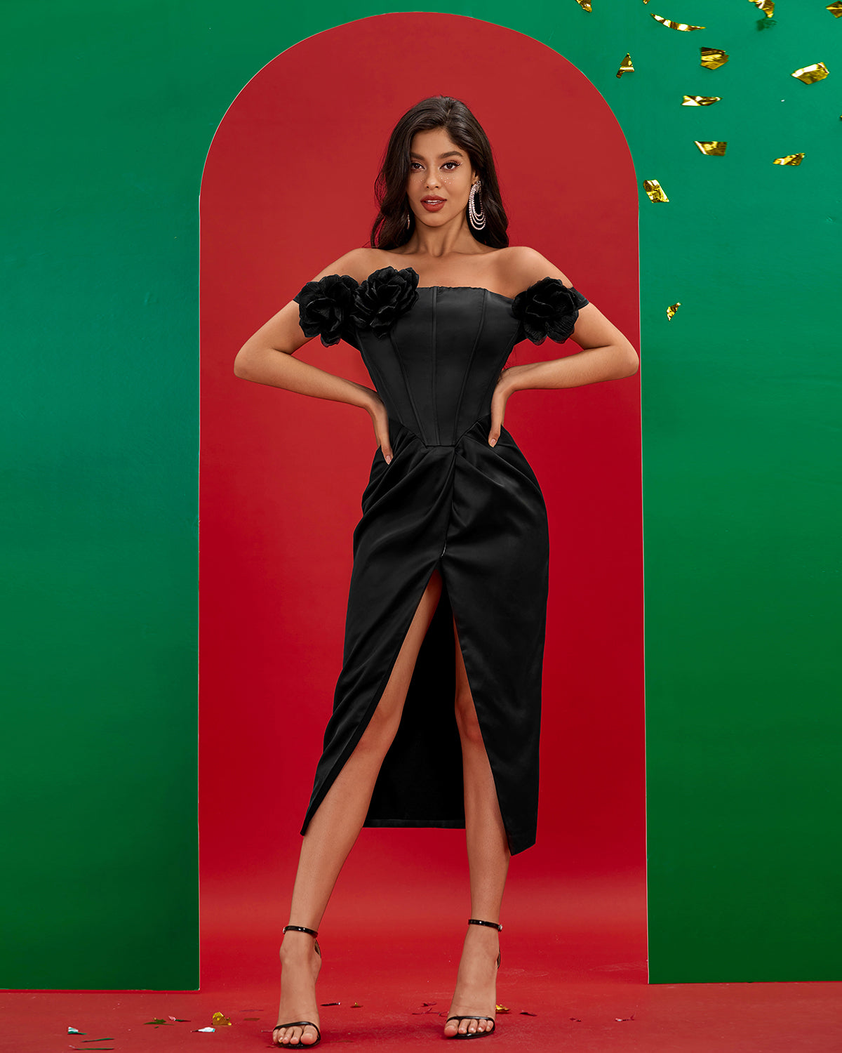 Black Women' Off Shoulder Floral Dress sale Black/ by Wolddress Resort Wear Black Women' Off Shoulder Floral Dress sale Black/ by Wolddress Resort Wear
