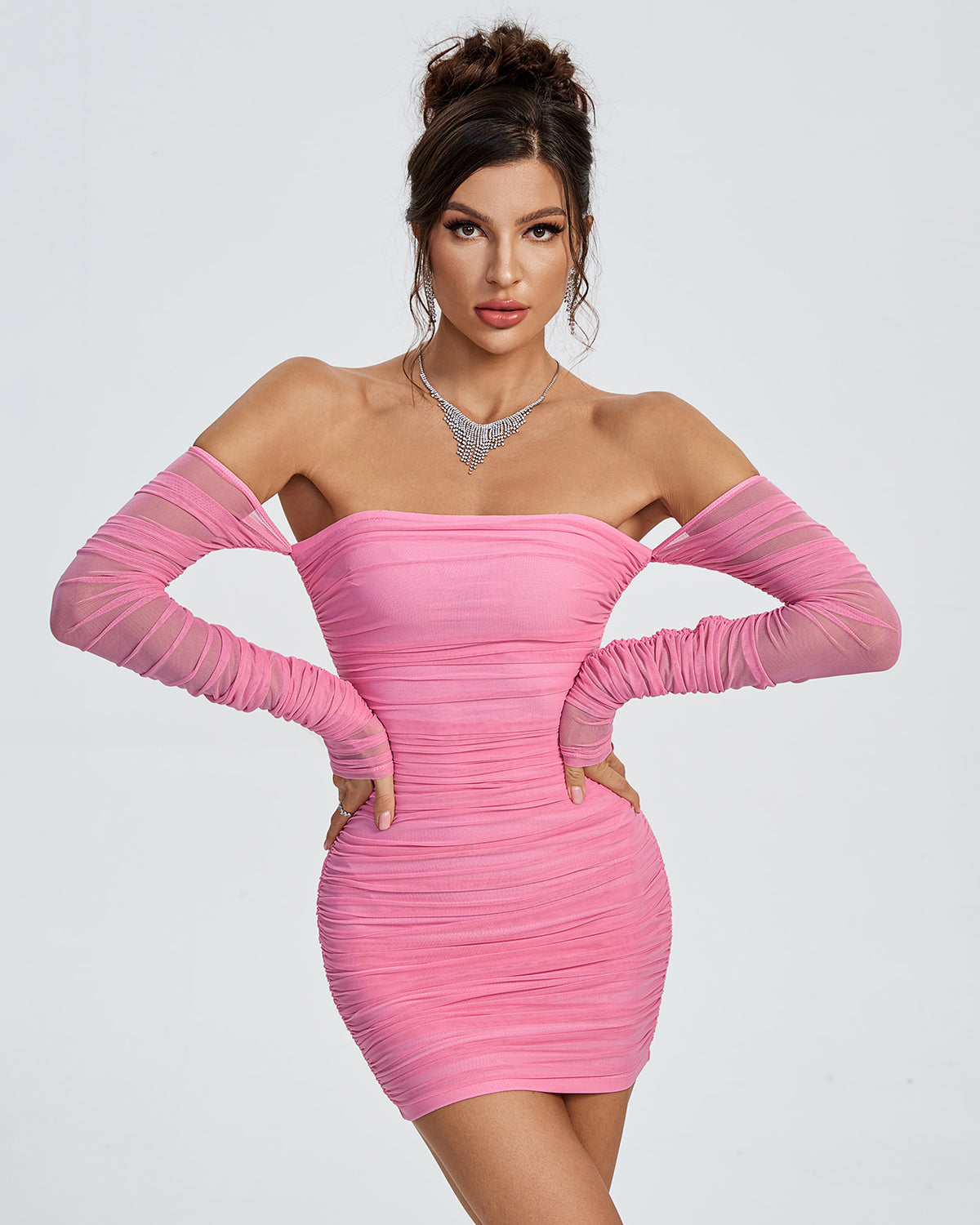 Off Shoulder Pink Mini Dress FP23339 | Wolddress wolddress Off Shoulder Pink Mini Dress FP23339 | Wolddress wolddress