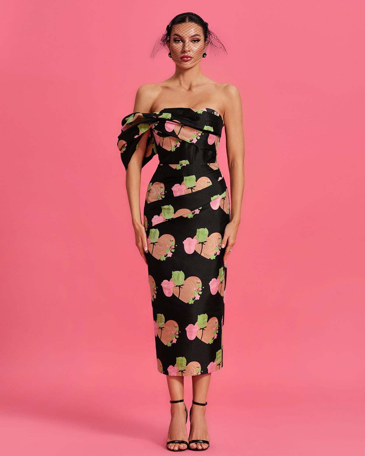 jacquard open back dress 3D Jacquard Open Back Midi Dress