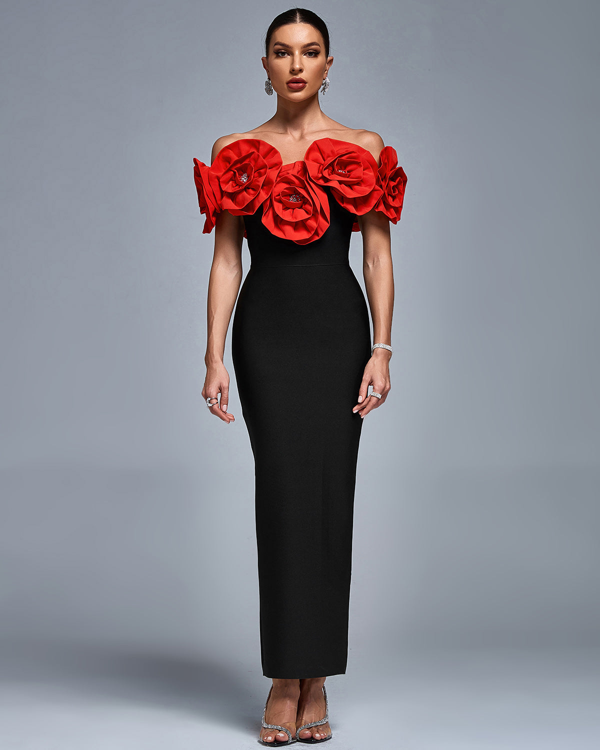 Off Shoulder Crystal Flowers Bandage Dress FR2633 | Wolddress wolddress Off Shoulder Crystal Flowers Bandage Dress FR2633 | Wolddress wolddress