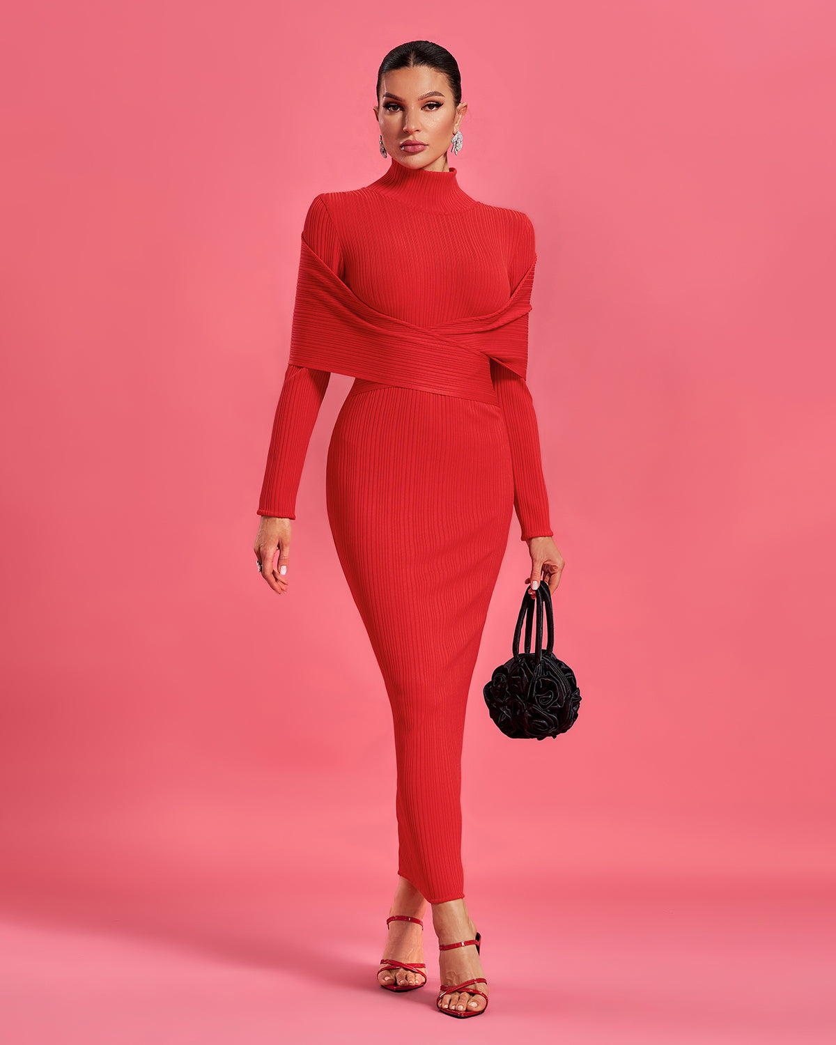 ribbed bandage dress MISSGUIDED Bandage Midi Dress With Square Neck And Ribbed TextureMISSGUIDED