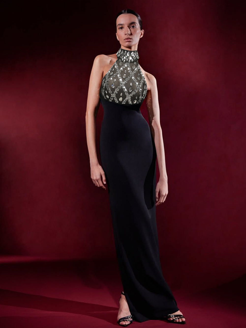 Crystal Embroidered Fishtail Bandage Dress HL10600
