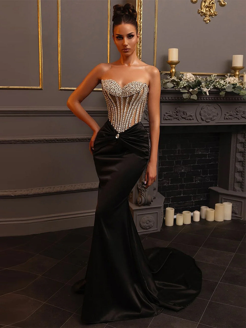 Strapless Sleeveless Haute Rhinestone Maxi Bodycon Dress HT29610 | Wolddress wolddress Strapless Sleeveless Haute Rhinestone Maxi Bodycon Dress HT29610 | Wolddress wolddress