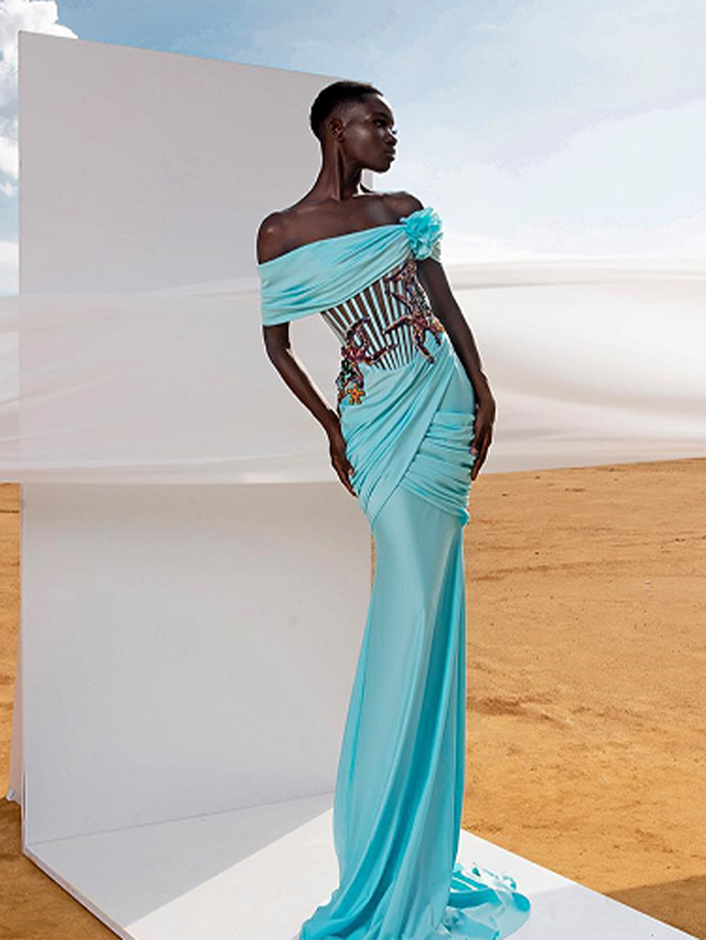 Off Shoulder Starfish Frill Maxi Bodycon Dress HT981 | Wolddress wolddress Off Shoulder Starfish Frill Maxi Bodycon Dress HT981 | Wolddress wolddress
