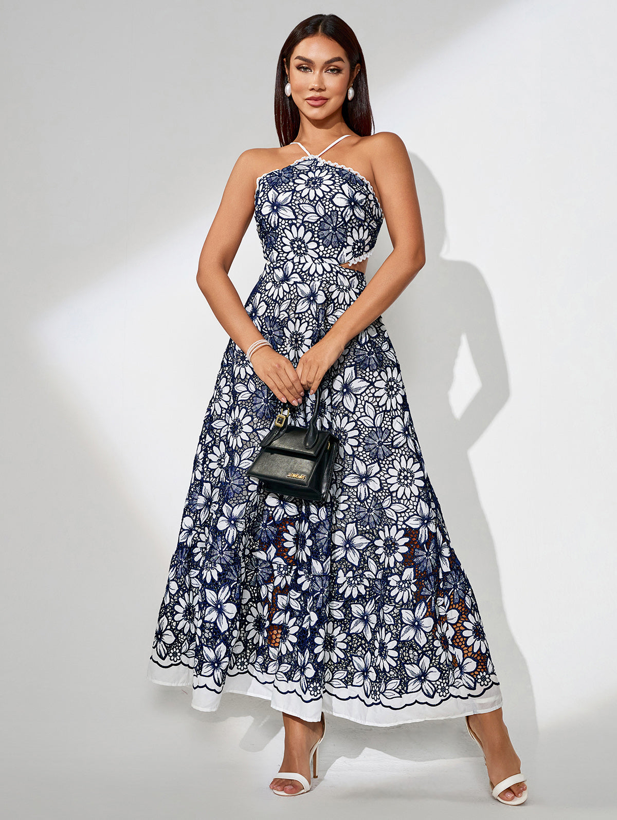 backless dress vacation Halter Backless Strap Maxi Dress For Women - Solid Minimal Tie A-Line, French Premium Summer Vacation Beach Dress,Vacation Outfit /Birthday Outfit