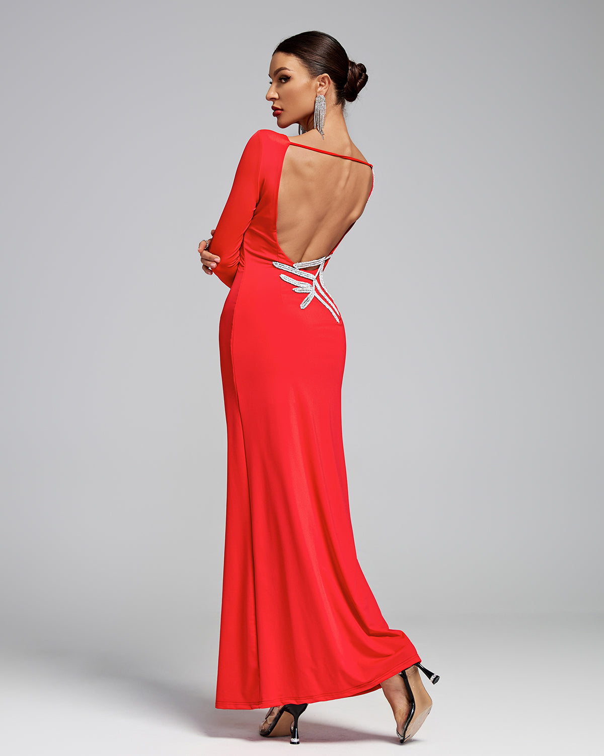 open lace back dress Chara Low Cross Back Maxi Dress