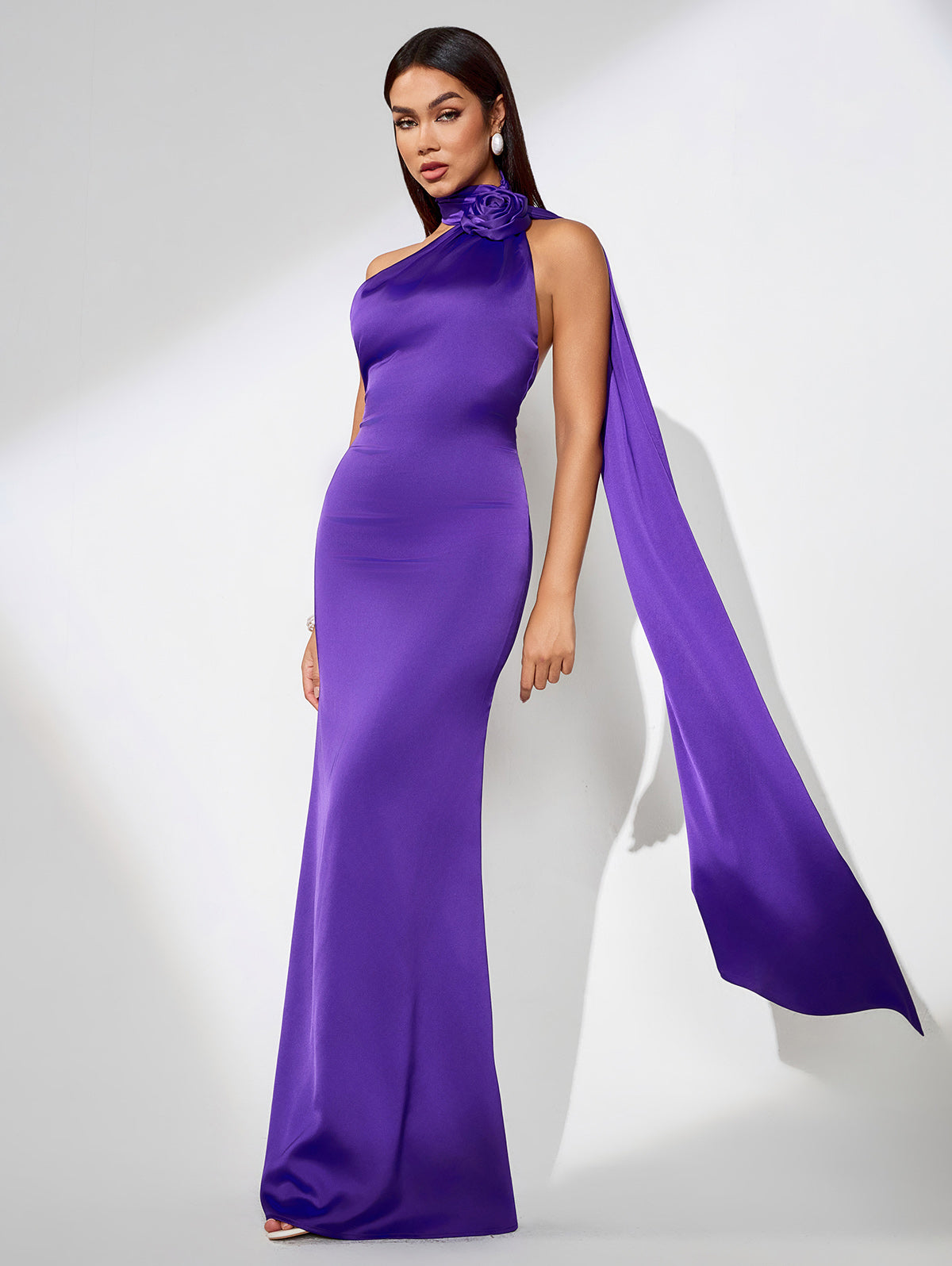 Women' Summer Dress Halter Open Back Satin Maxi by Wolddress Date Night Women' Summer Dress Halter Open Back Satin Maxi by Wolddress Date Night