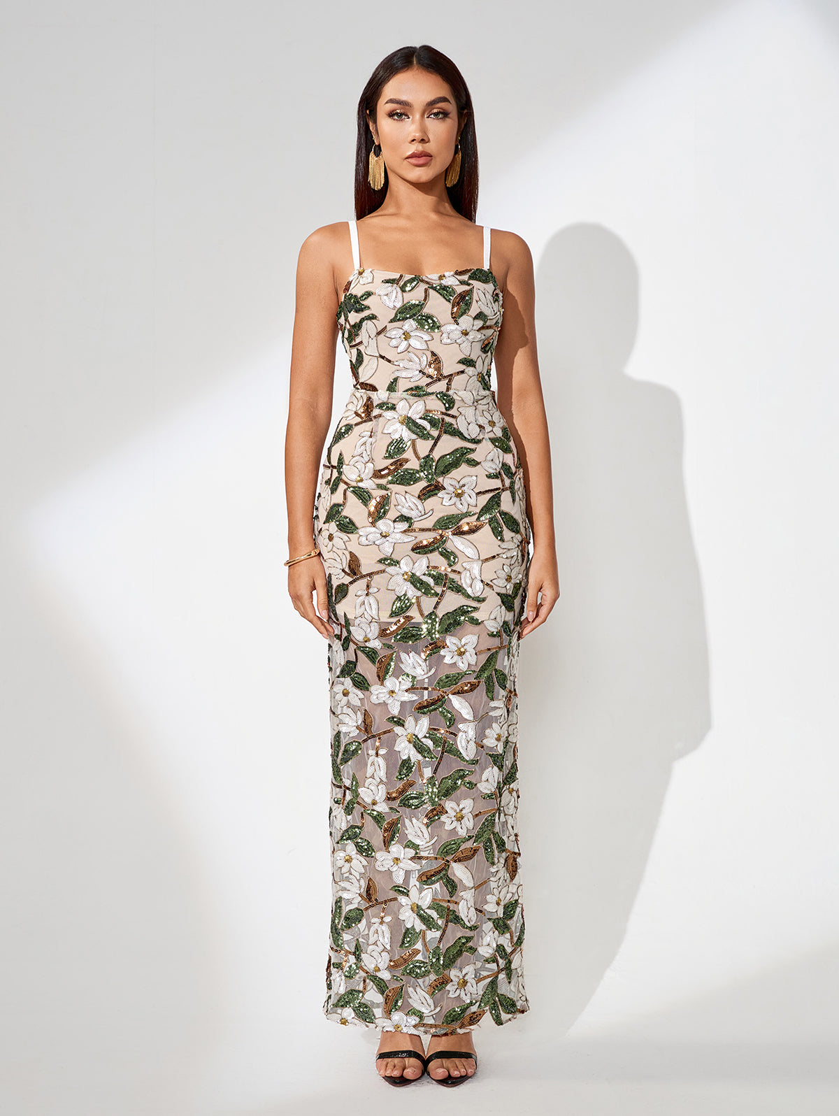Strappy Sleeveless Floral Mesh Sequins Embroidered Maxi Dress KLYF1373 | Wolddress wolddress Strappy Sleeveless Floral Mesh Sequins Embroidered Maxi Dress KLYF1373 | Wolddress wolddress