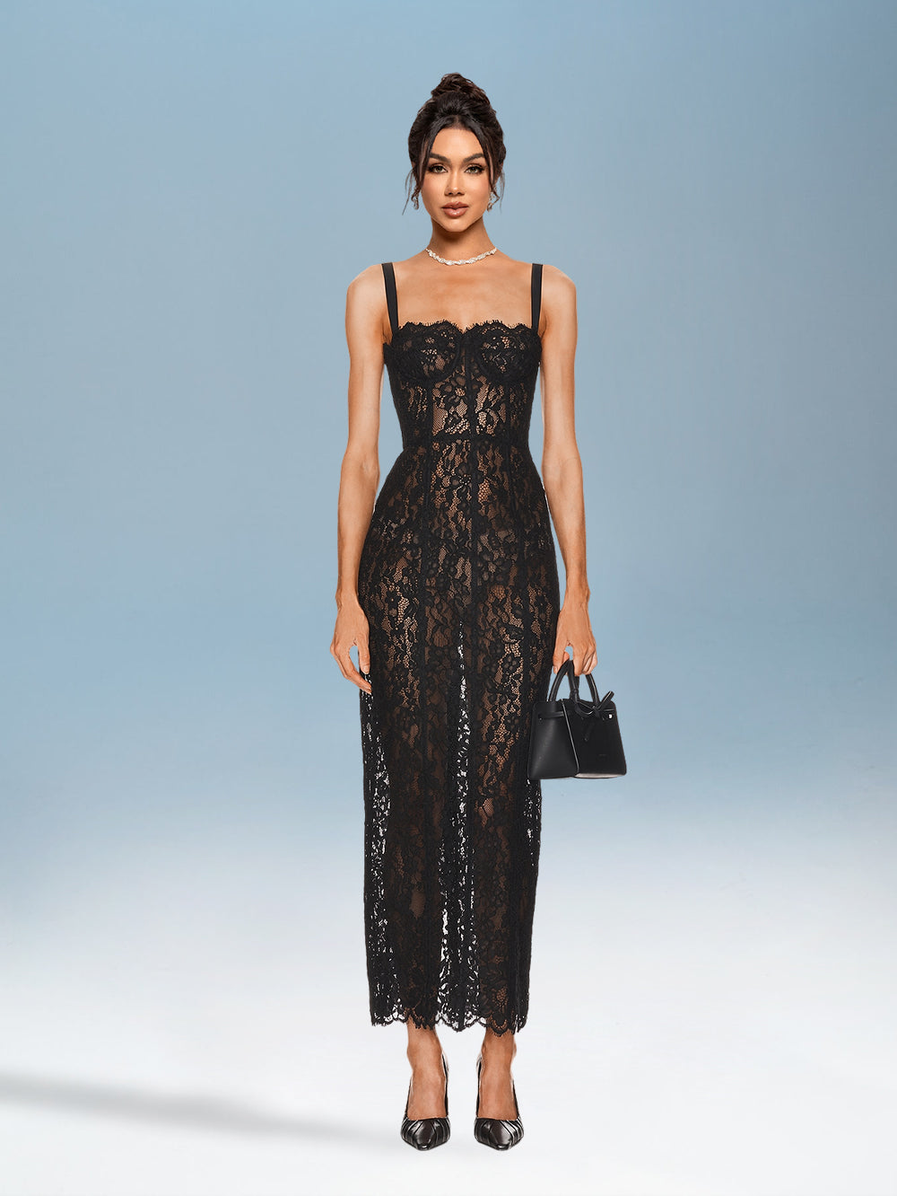 Strappy Lace Backless Maxi Dress Strappy Lace Backless Maxi Dress