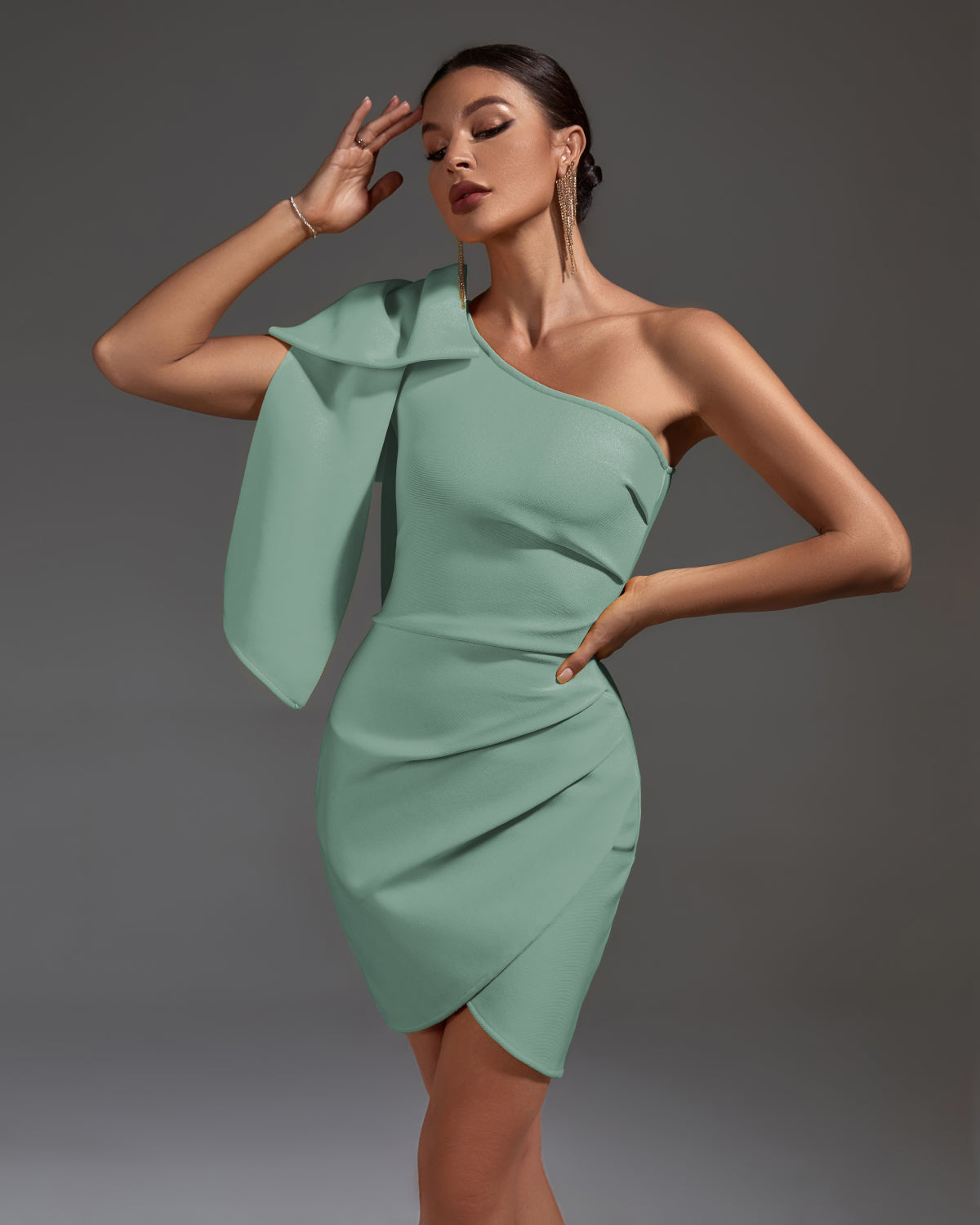 Bow Lace Up Ares Mini Bandage Dress by Wolddress Luxury Party Bow Lace Up Ares Mini Bandage Dress by Wolddress Luxury Party