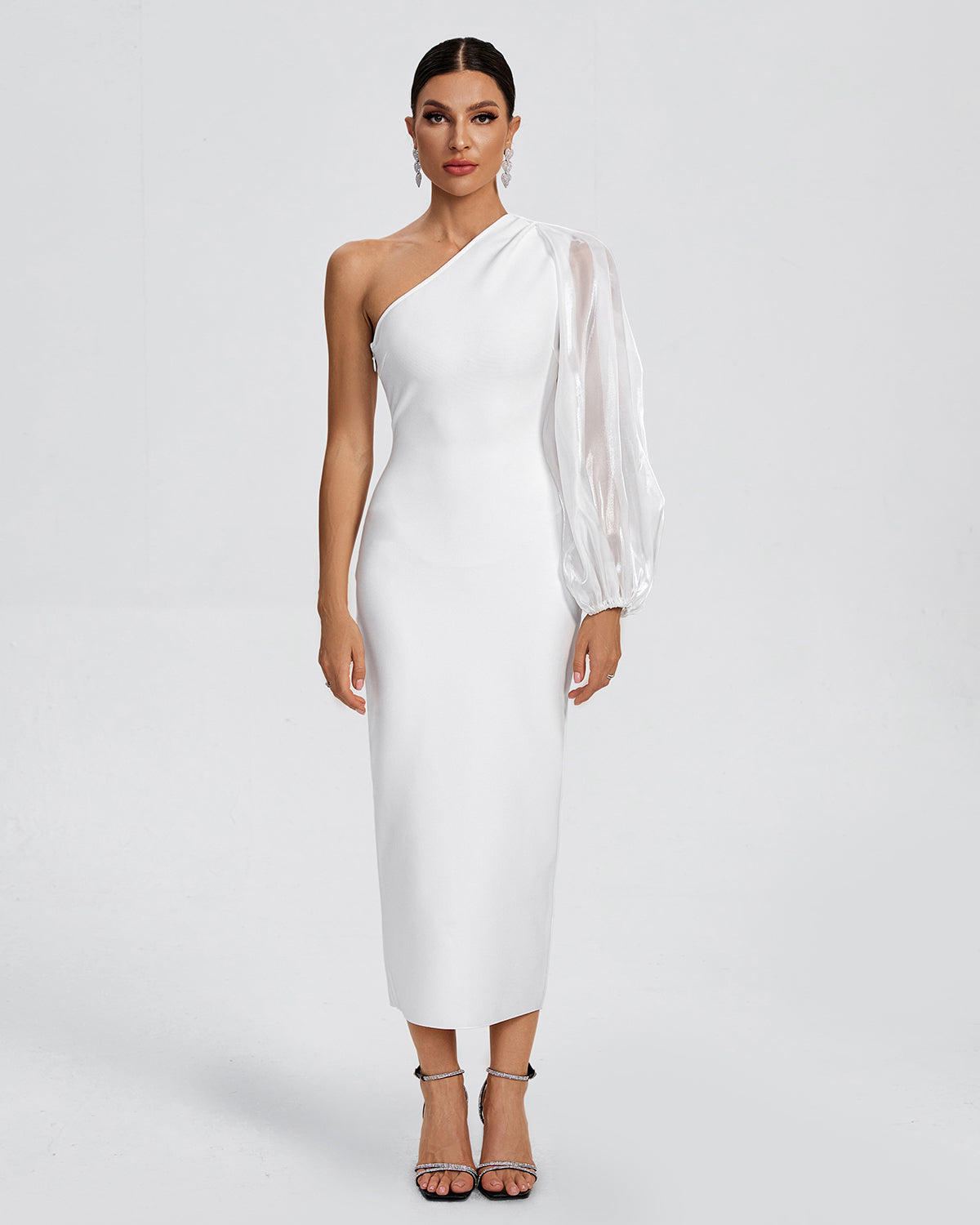 One Shoulder Bishop Sleeve Bandage Dress OW23345 | Wolddress wolddress One Shoulder Bishop Sleeve Bandage Dress OW23345 | Wolddress wolddress