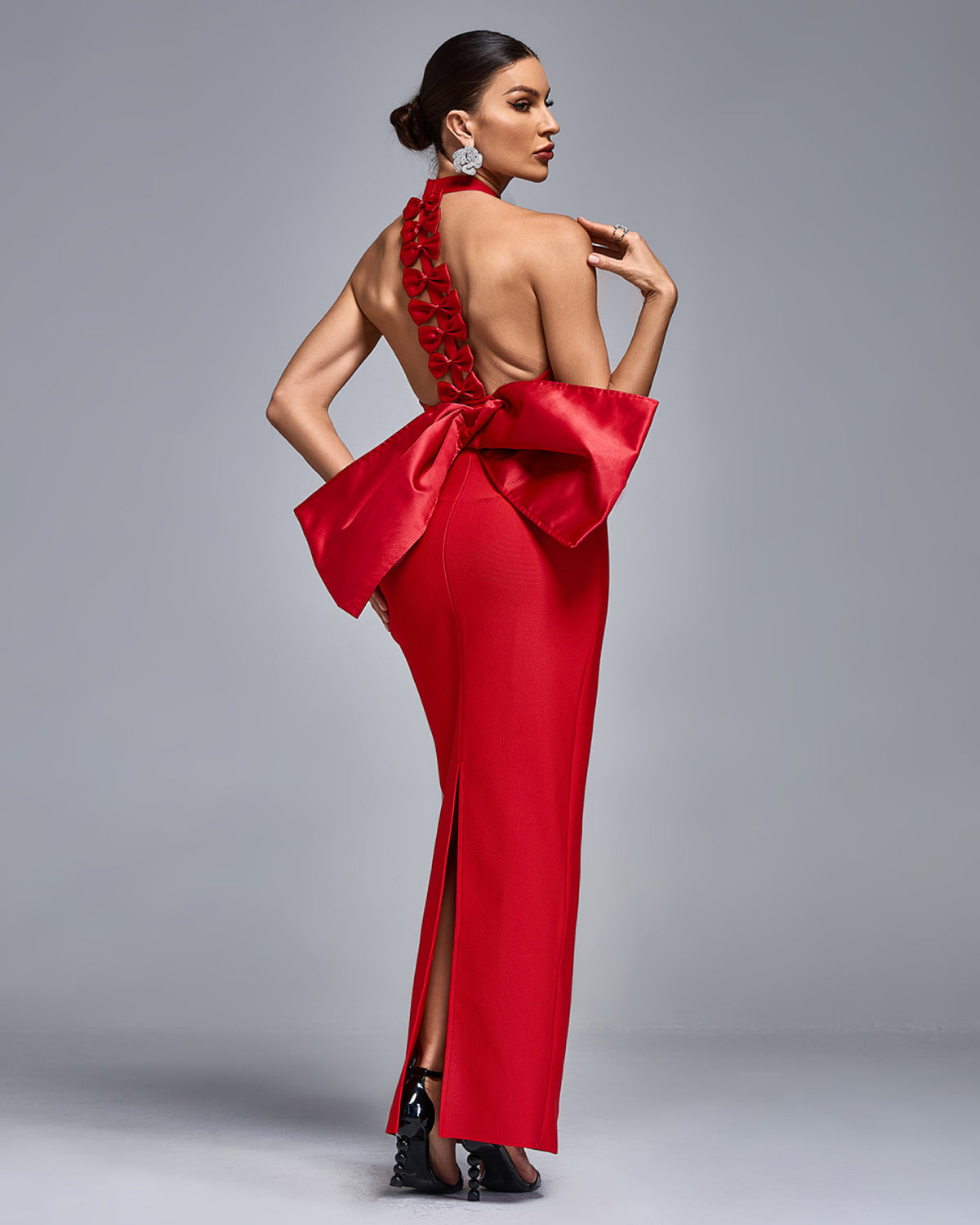 red bandage maxi dress Ariella Red Strapless Rhinestone Bandage Maxi Dress PDC
