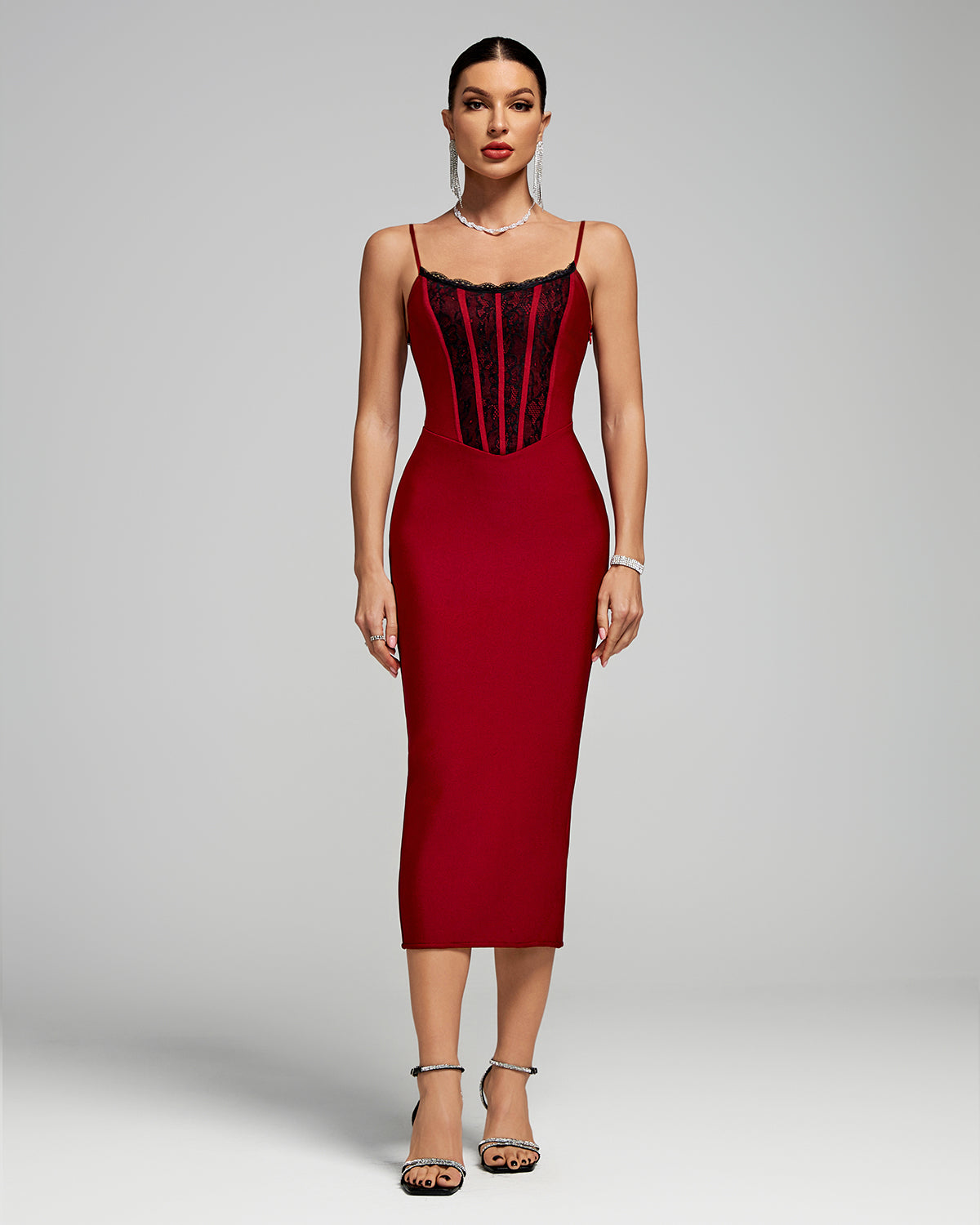 red lace bandage dress Red Strapless Bandage Dress with Lace-Up Back and Hand-Made Flowers for Women from Dhgate Evening Dresses