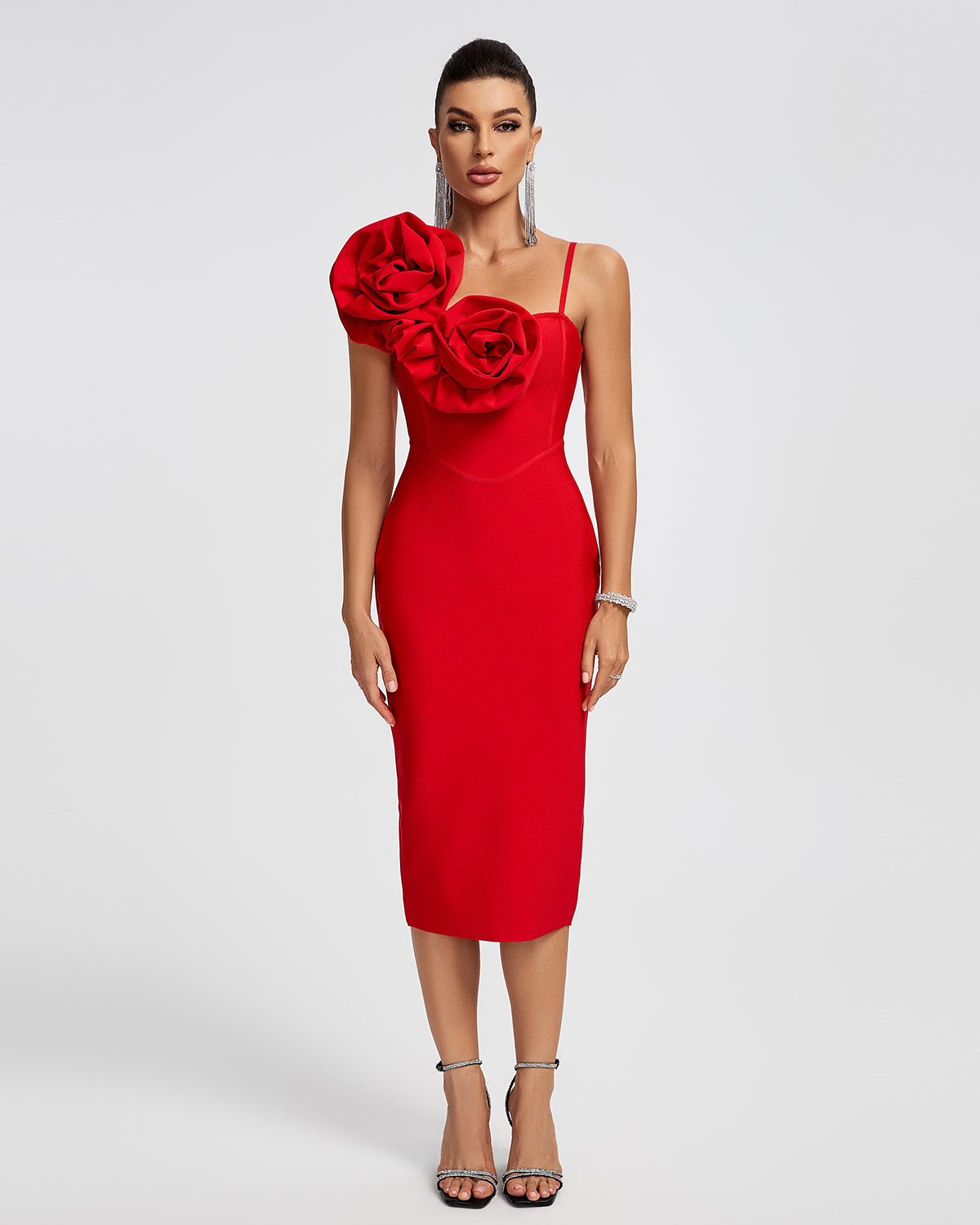 my love bandage midi dress TIA BANDAGE MIDI DRESS IN RED