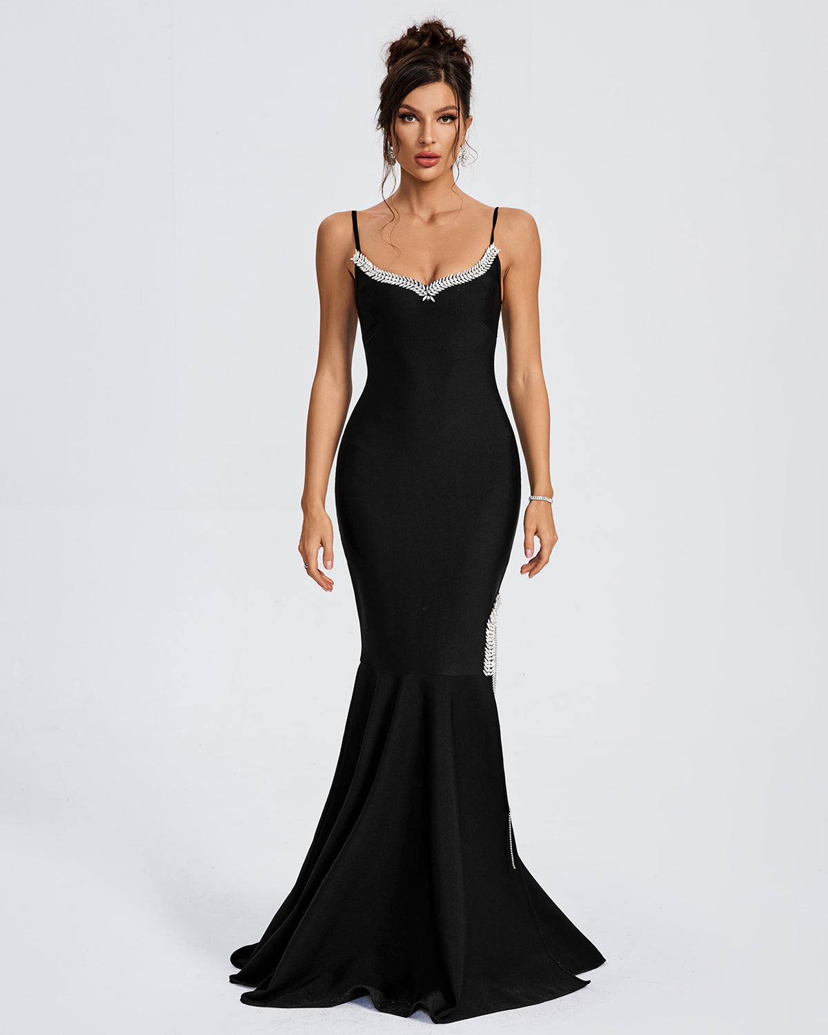 Rhinestone Trim Bandage Evening Dress Rhinestone Trim Bandage Evening Dress