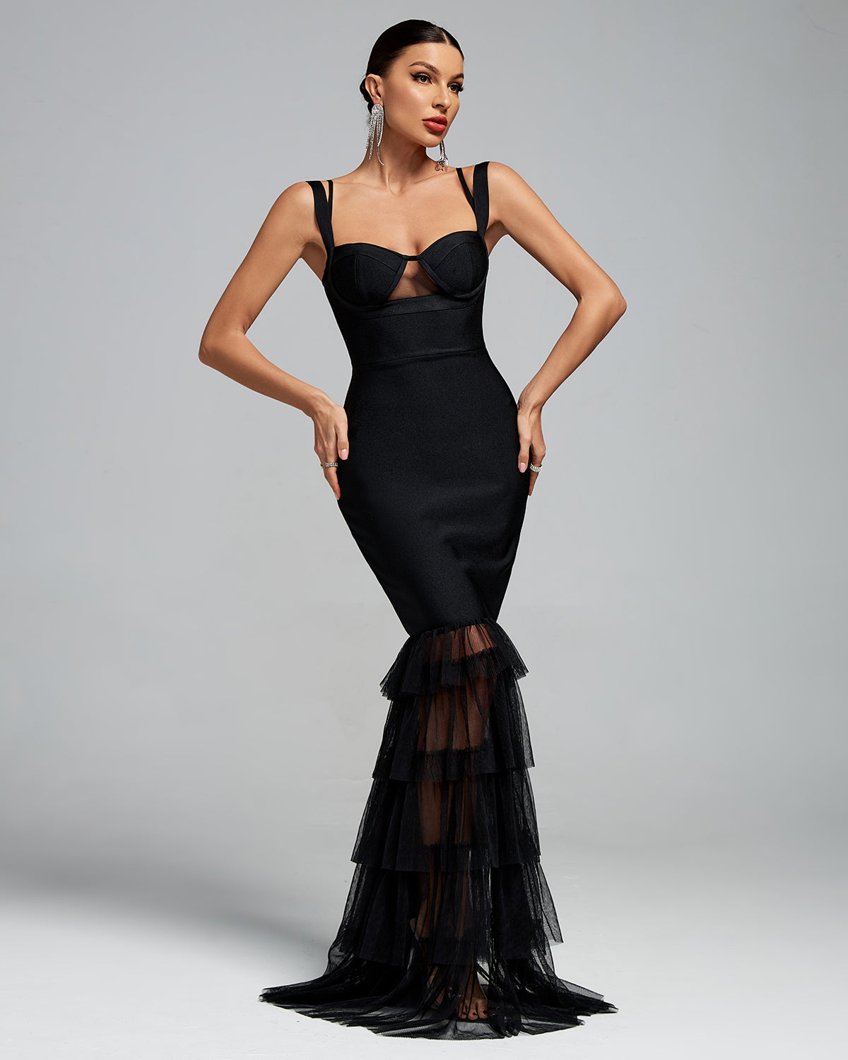 Women' Strappy Cutout Tulle Bandage Maxi Dress by Wolddress Luxury Party