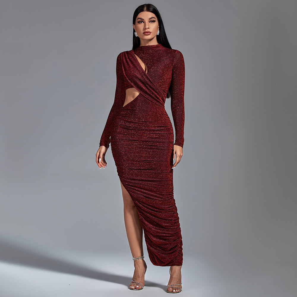 Red Long Sleeve Cutout Fall Wedding Guest Dress Size : by Wolddress Birthday Party Red Long Sleeve Cutout Fall Wedding Guest Dress Size : by Wolddress Birthday Party