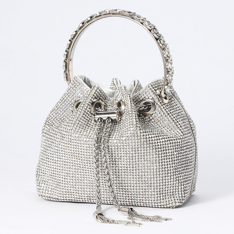 Silver Crystal Diamond Sparkle Bucket Bag BDS2028 Wolddress