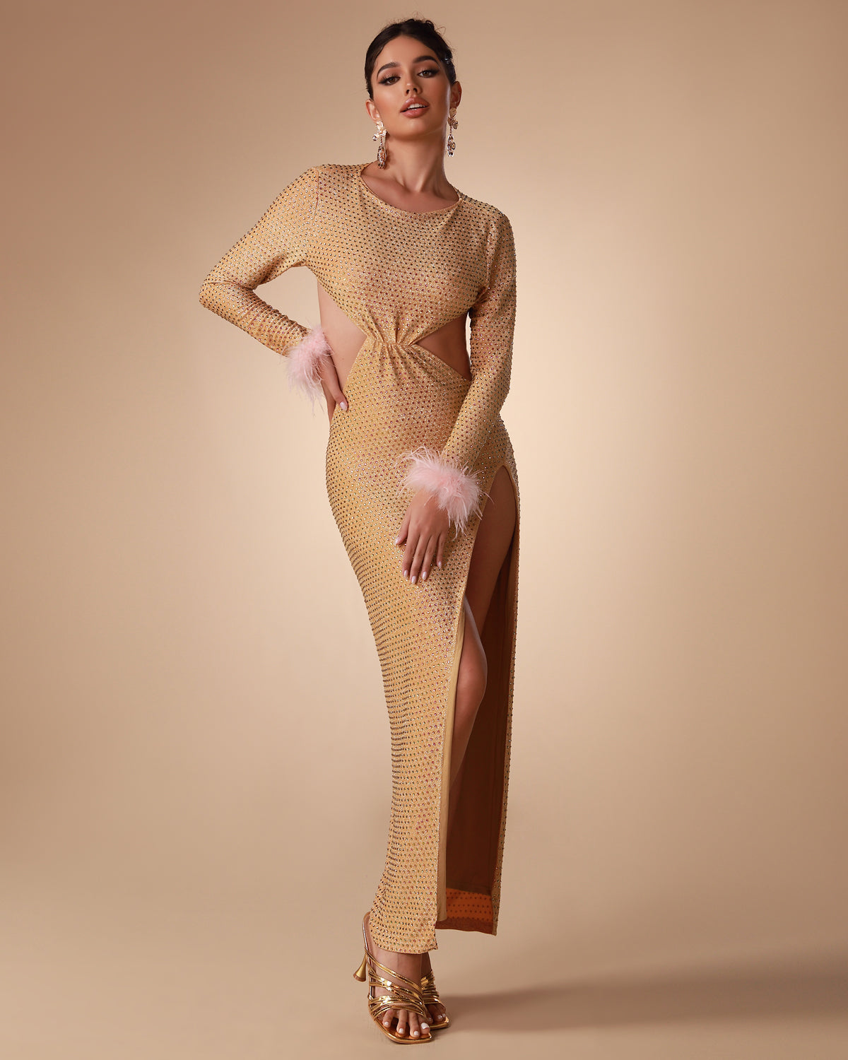 Backless Crystallized Maxi Dress Backless Crystallized Maxi Dress