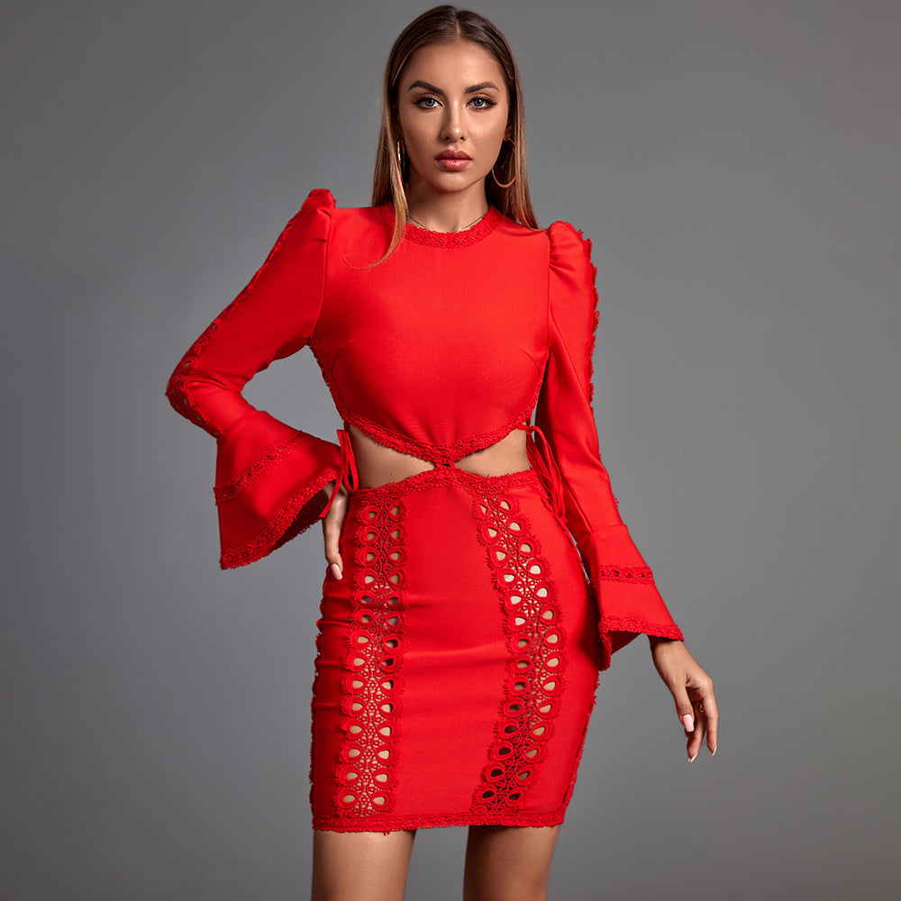 bandage dress cut out Mew Mews Aries Off Shoulder Cutout Bandage Dress
