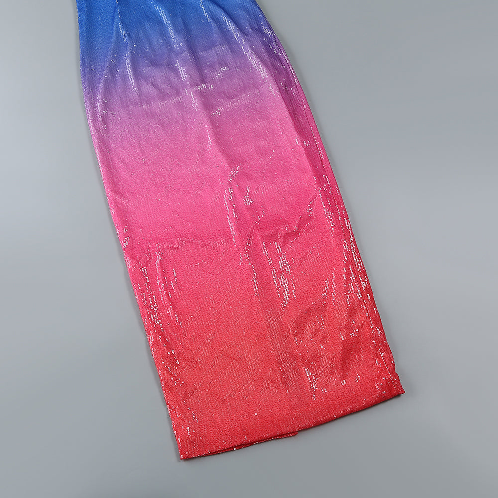 Strappy Sleeveless Gradient Color Midi Dress KLYF1037