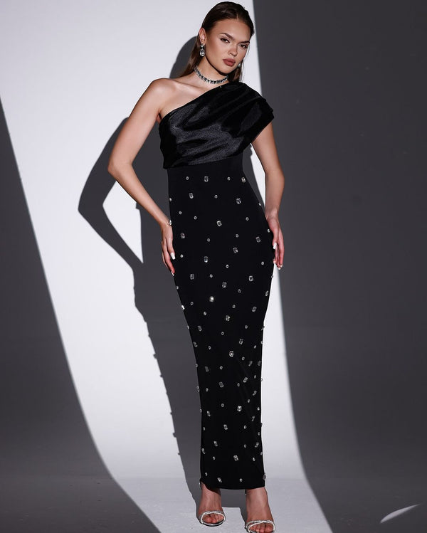 One Shoulder Crystal-Embellished Bandage Dress