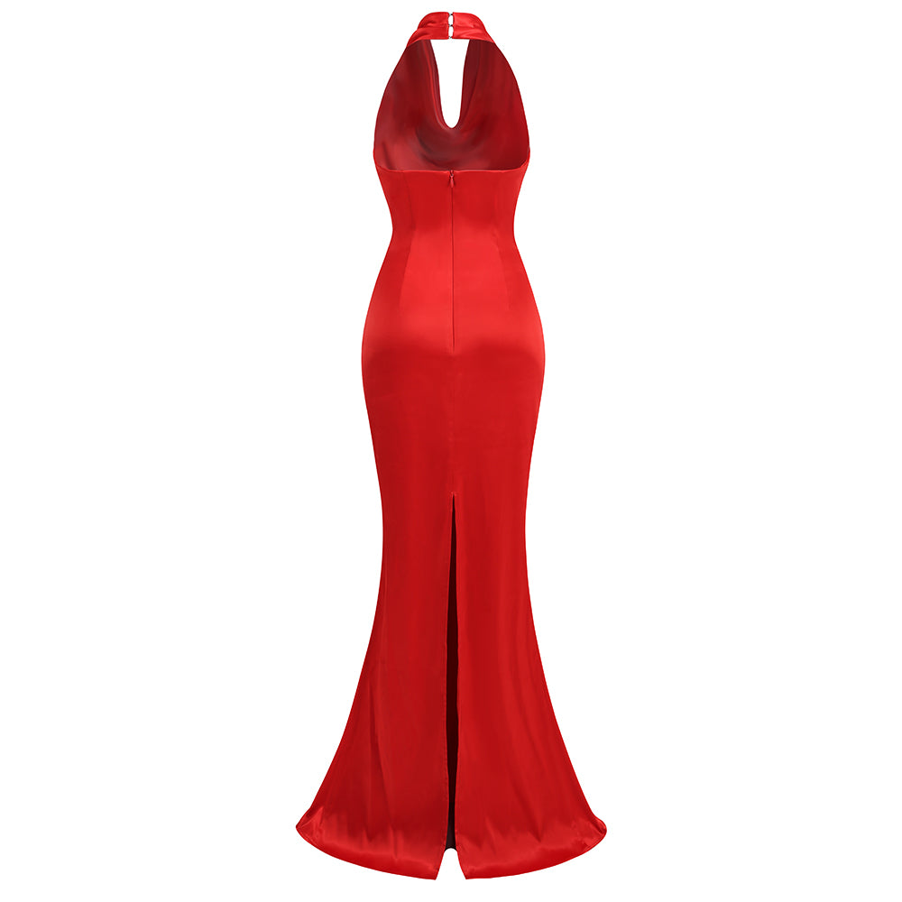 Halter Sleeveless Elegant Maxi Dress KLYF1072