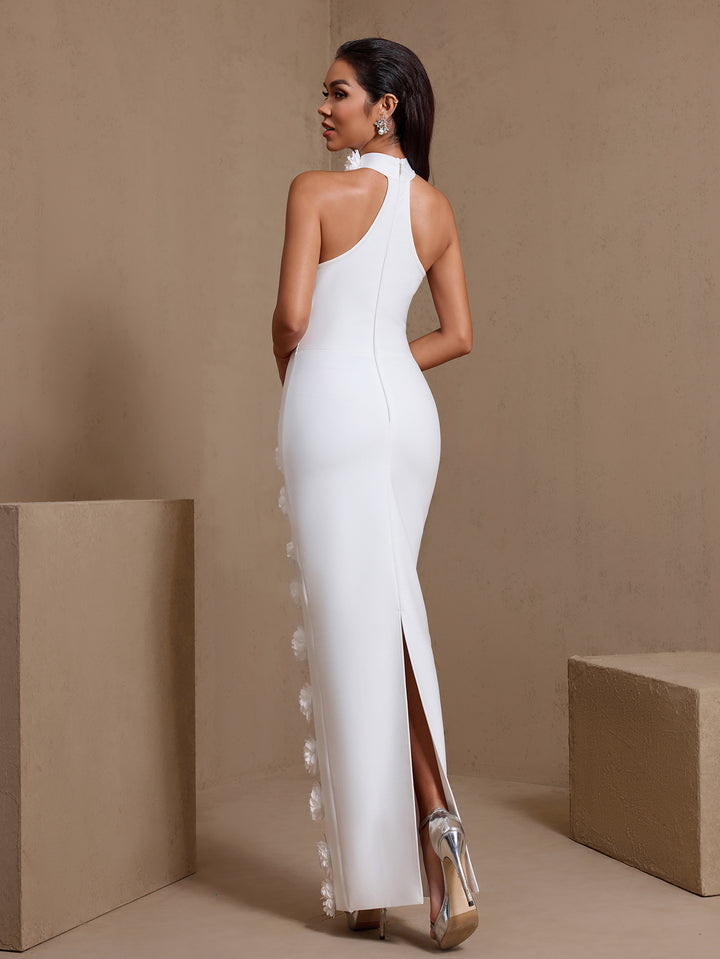 Halter Neck 3D Flowers Bandage Maxi Dress PPX01 by Wolddress Wedding Guest Halter Neck 3D Flowers Bandage Maxi Dress PPX01 by Wolddress Wedding Guest