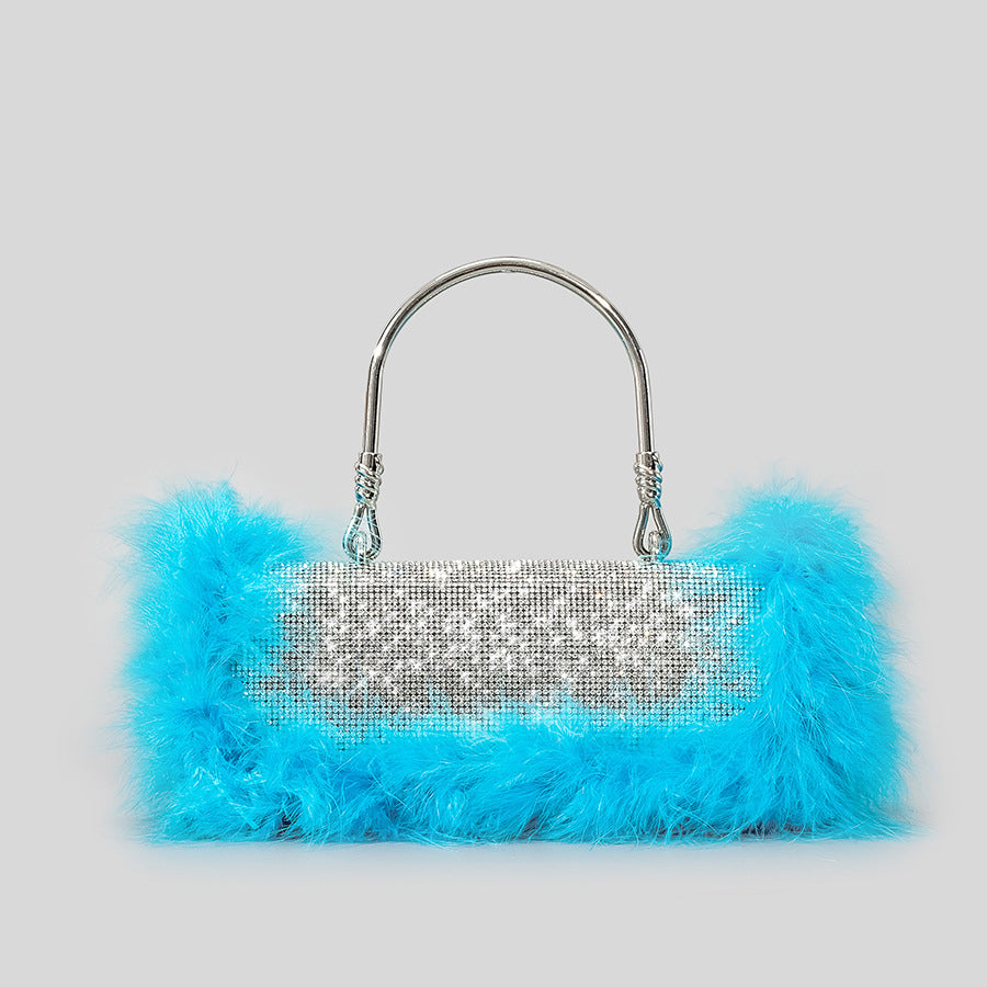 Mink Fur Diamond Evening Bag