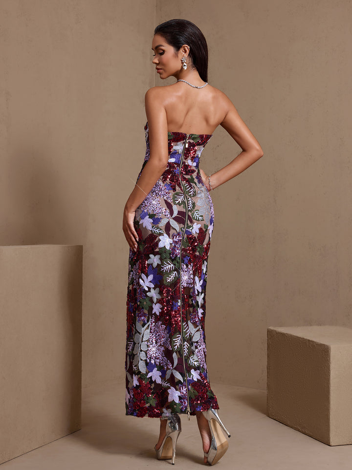 Dahlia Sequin Embroidered Strapless Maxi Dress FF26203 | Wolddress wolddress Dahlia Sequin Embroidered Strapless Maxi Dress FF26203 | Wolddress wolddress