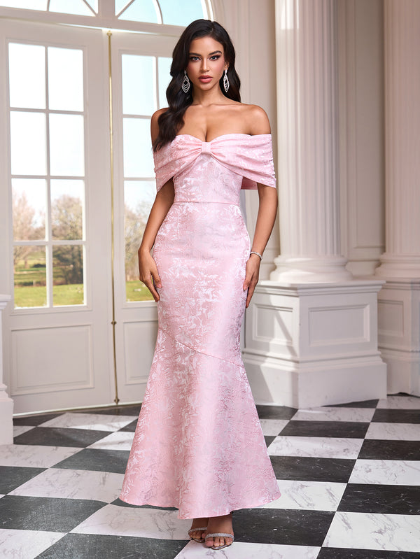 Off Shoulder Jacquard Maxi Dress