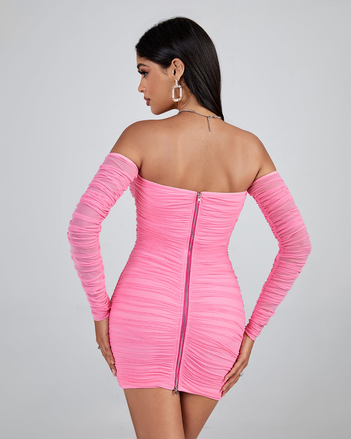 Off Shoulder Pink Mini Dress
