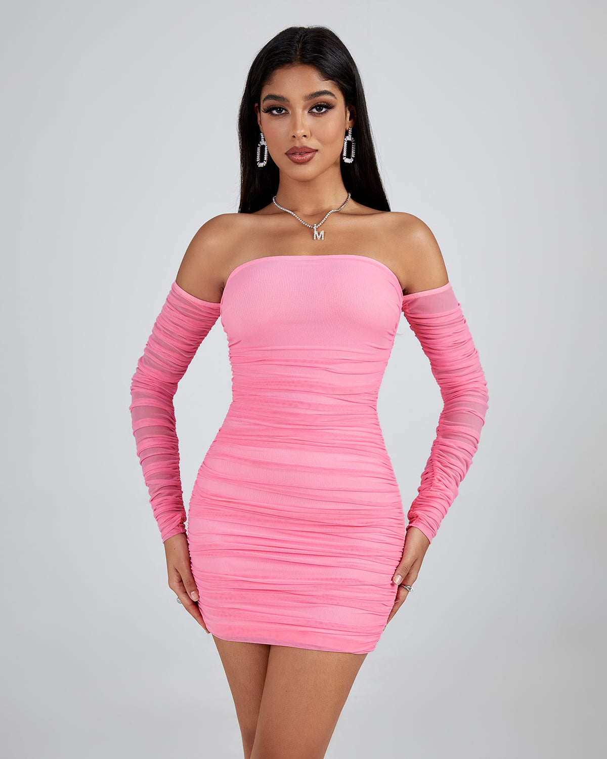Off Shoulder Pink Mini Dress