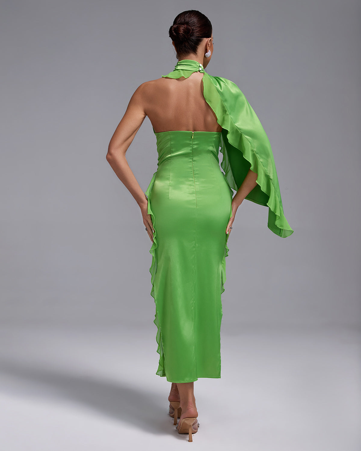 Asymmetrical Ruffle Ruched Asymmetric Ruffle Ruched Satin Dress FP23461 | Wolddress – wolddress