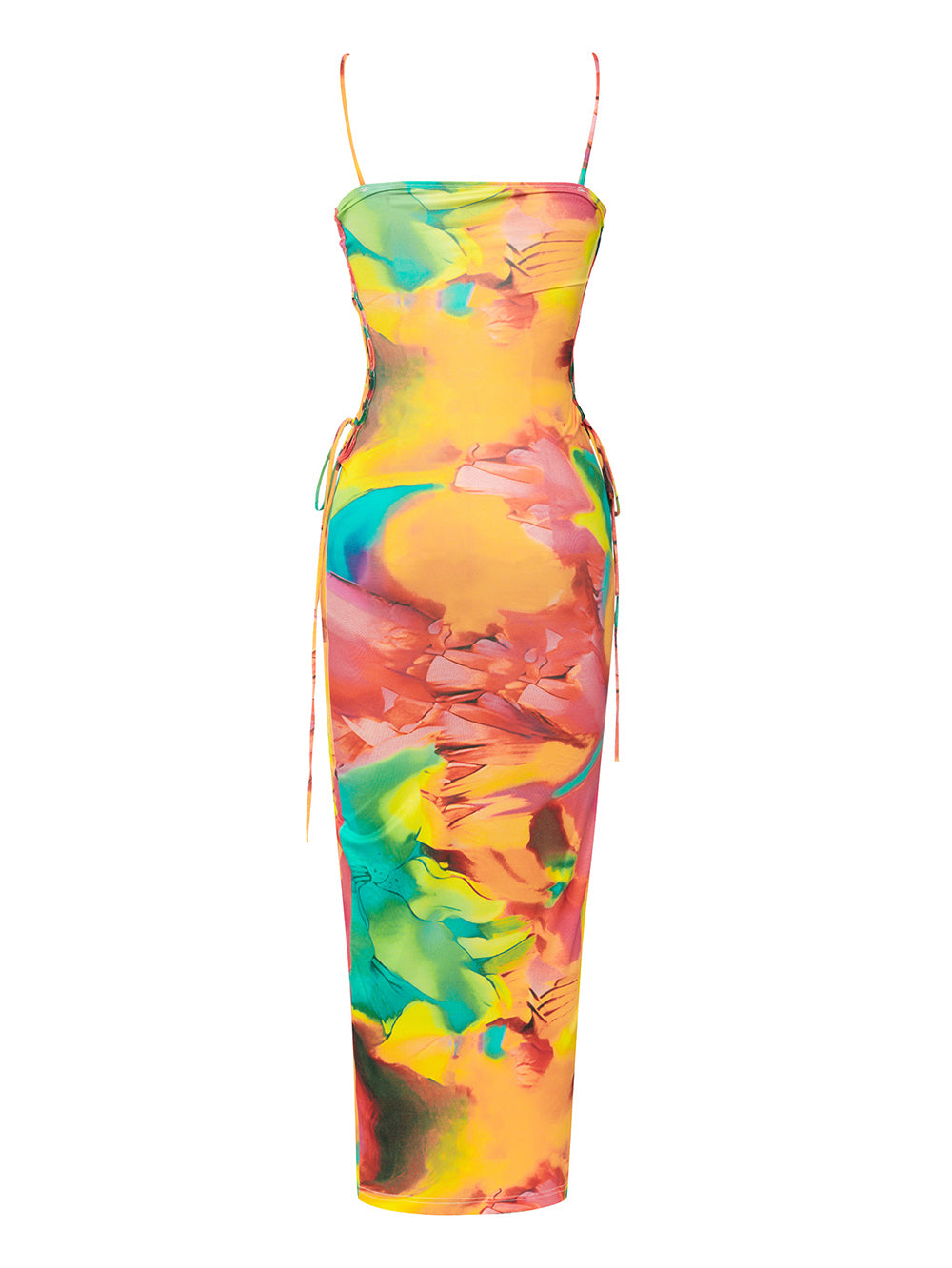 Strappy Sleeveless Colorful Maxi Bodycon Dress HB00642