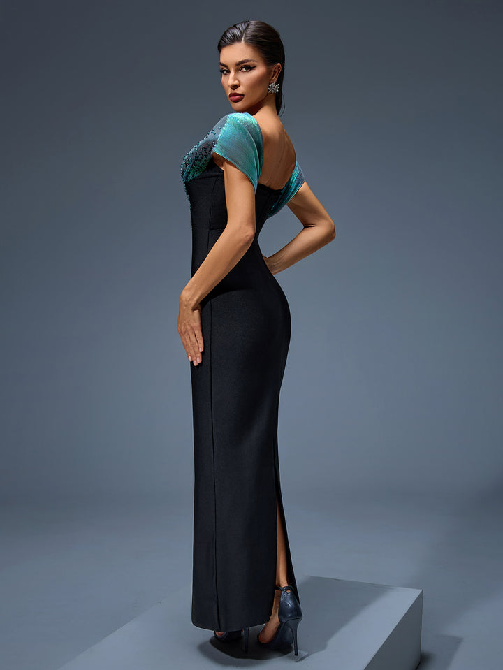 Off Shoulder Beaded Slit Maxi Bandage Dress HL10109 | Wolddress wolddress Off Shoulder Beaded Slit Maxi Bandage Dress HL10109 | Wolddress wolddress