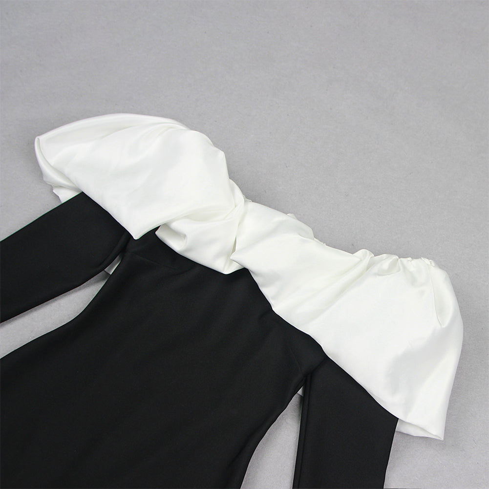 Off Shoulder Long Sleeve Elegant Maxi Bandage Dress HL9640
