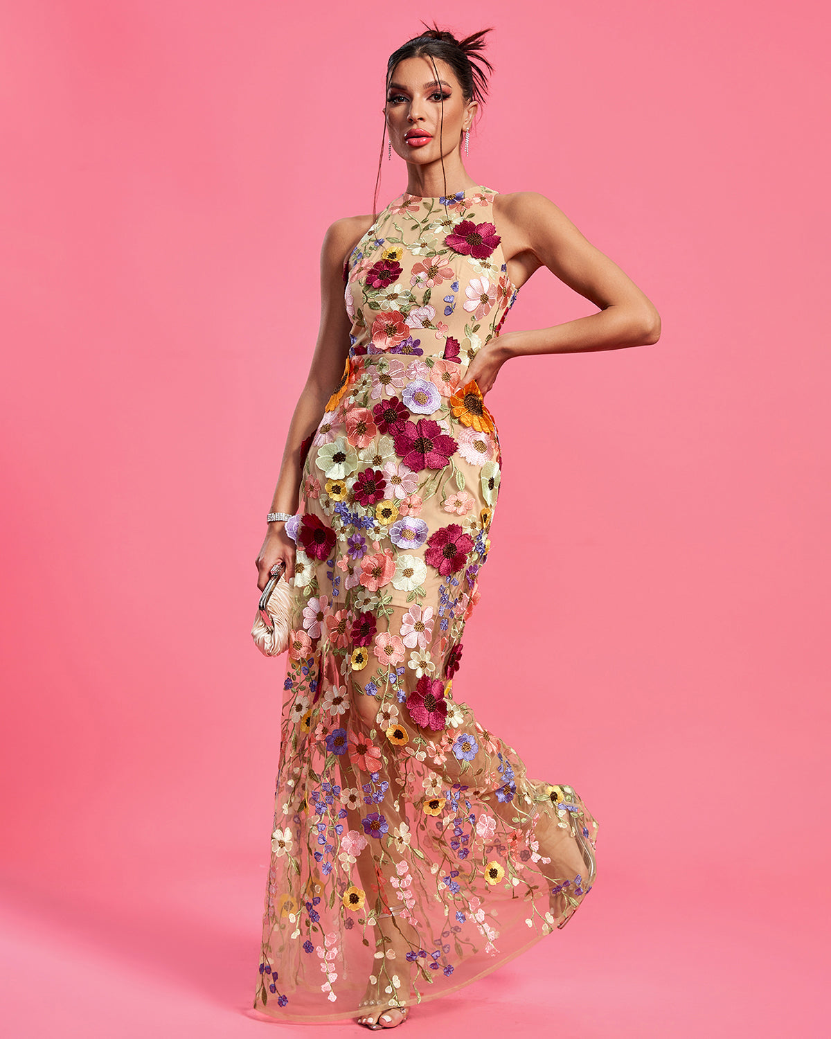 Women' Maraya Floral Applique Maxi Dress by Wolddress Vacation Women' Maraya Floral Applique Maxi Dress by Wolddress Vacation