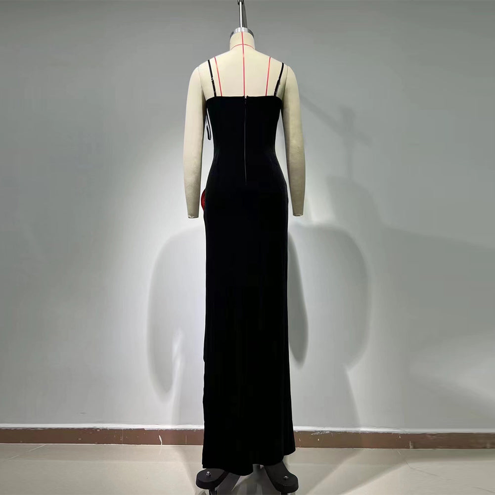 Strappy Sleeveless High Split Maxi Bodycon Dress HT1029
