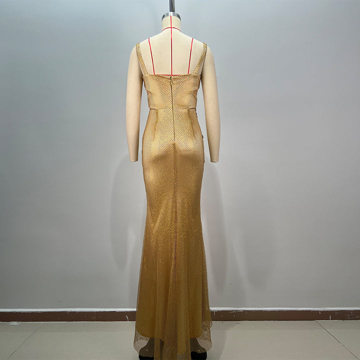 Shinny Gold Cutout Evening Gown