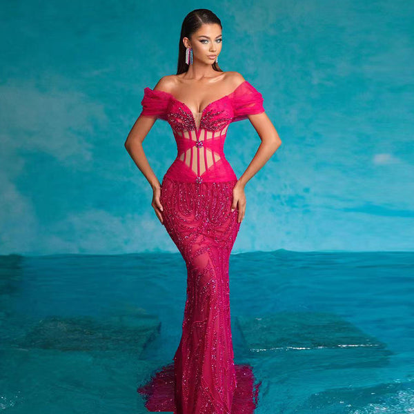 Rose Bodycon Maxi Dress