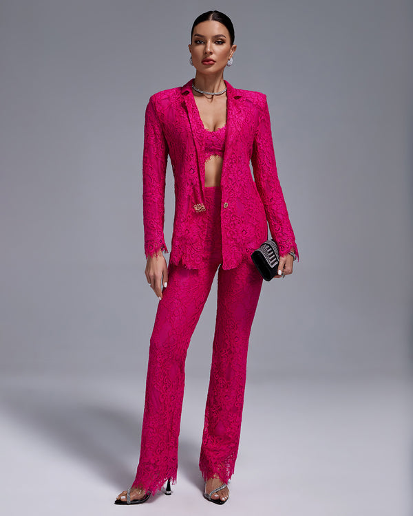 Fuchsia Lace 3-Piece Set