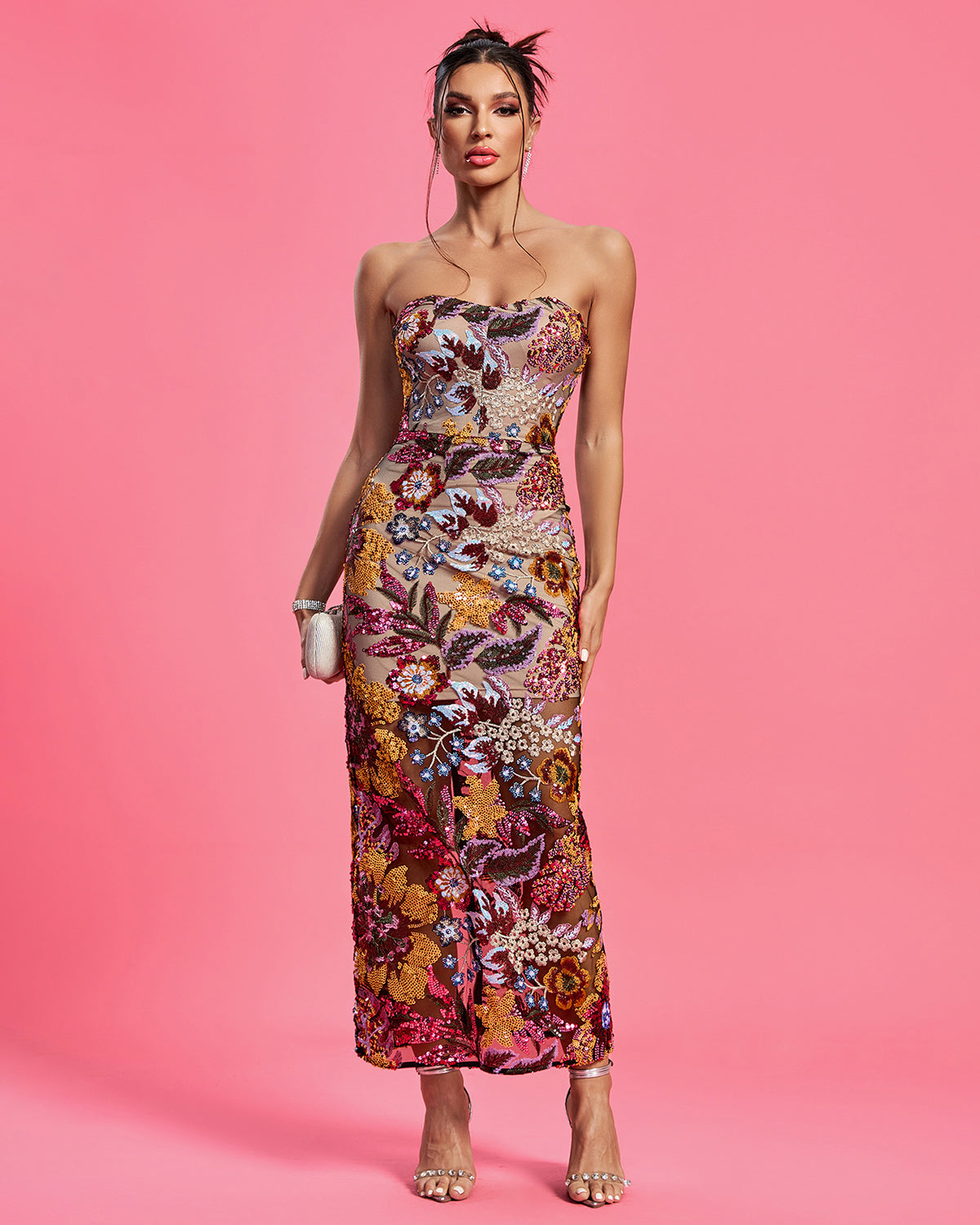 Dahlia Floral Sequin Maxi Dress