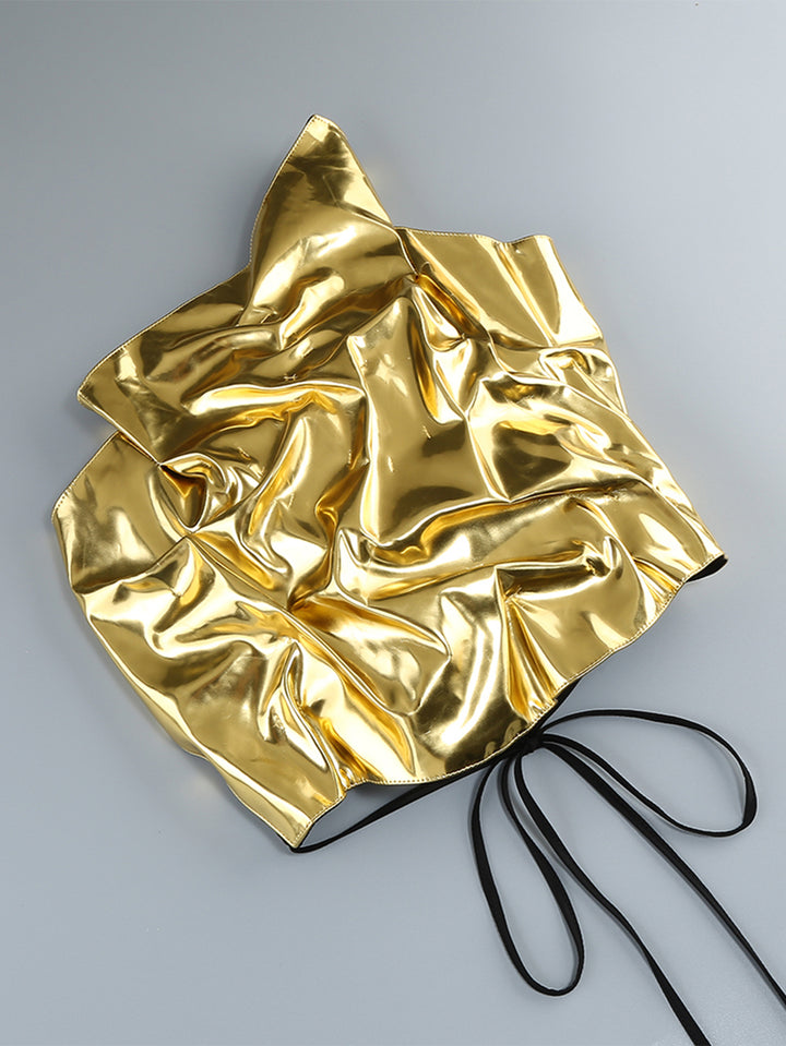 Metallic Gold Off Shoulder High Split Dress