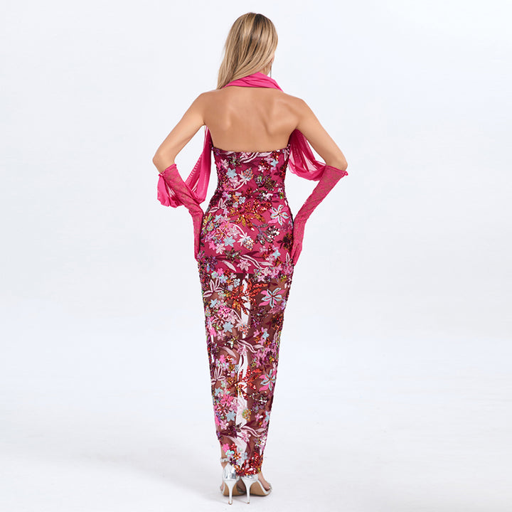 Pink Flower Embroidery Dress