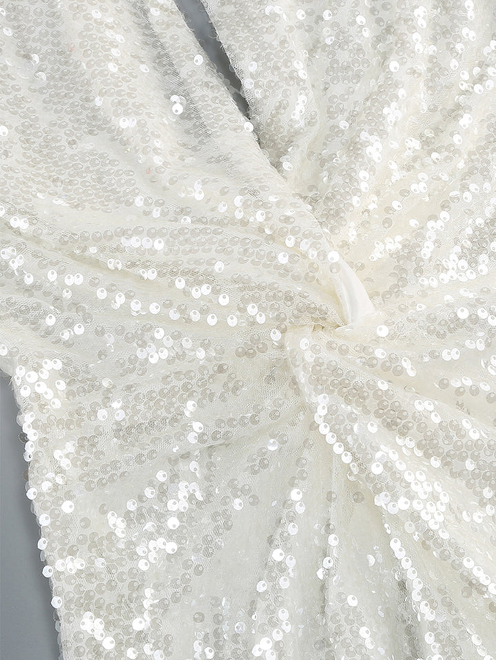 Long White Halter Neck Dress 