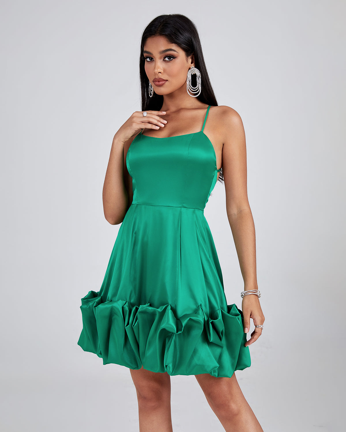 Backless Strappy Bustier Ruffle Dress